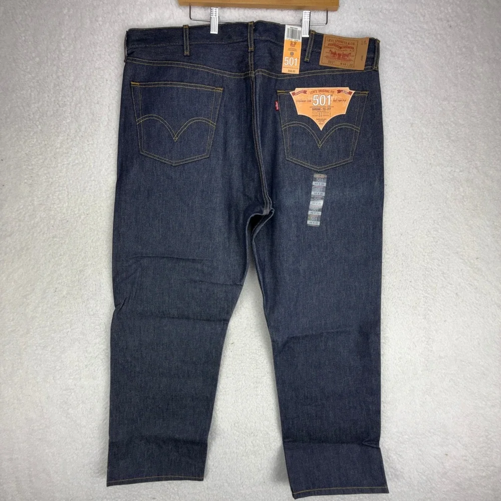 Levis 501 Original Fit Shrink-To-Fit Rigid Indigo Jeans Mens 44x30 005010000